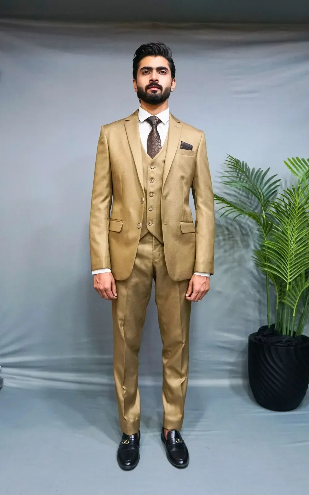 Warm Gold Three Piece Suit