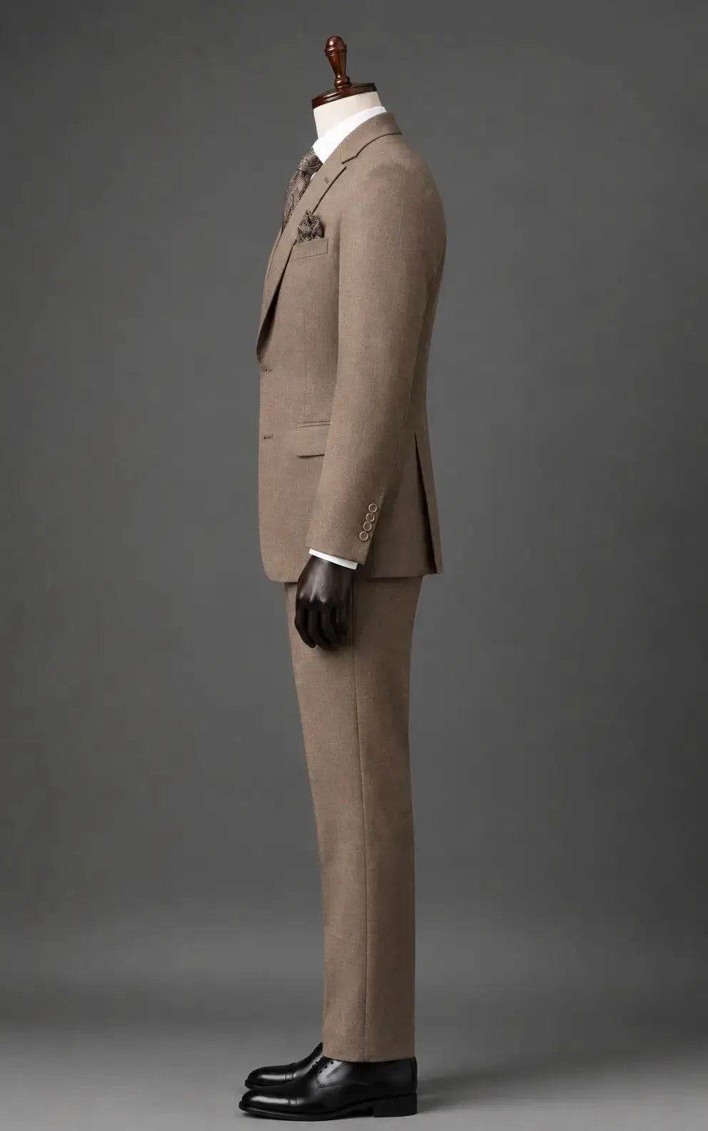 Tan Brown Notch Lapel 3-Piece Suit Last Option