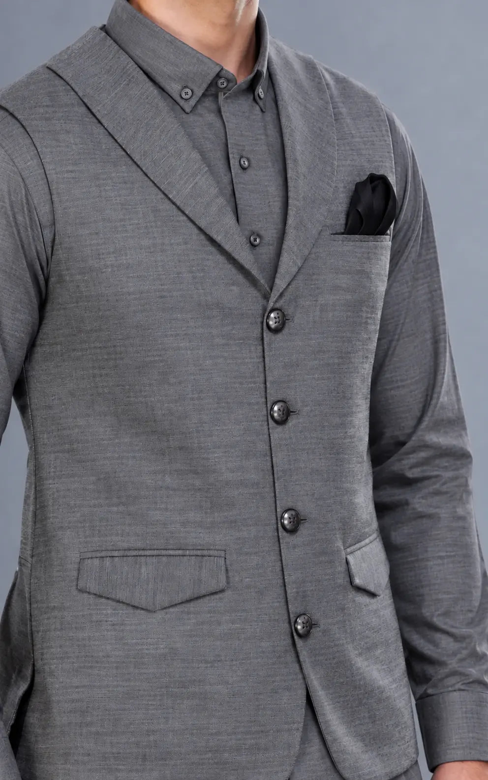 Grey Customized Shalwar Kameez Suit with Fabric Last Option