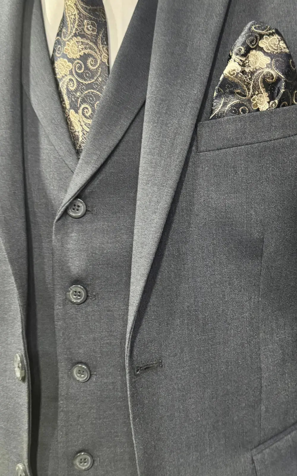 Charcoal Grey Notch Lapel 3-Piece Suit Last Option