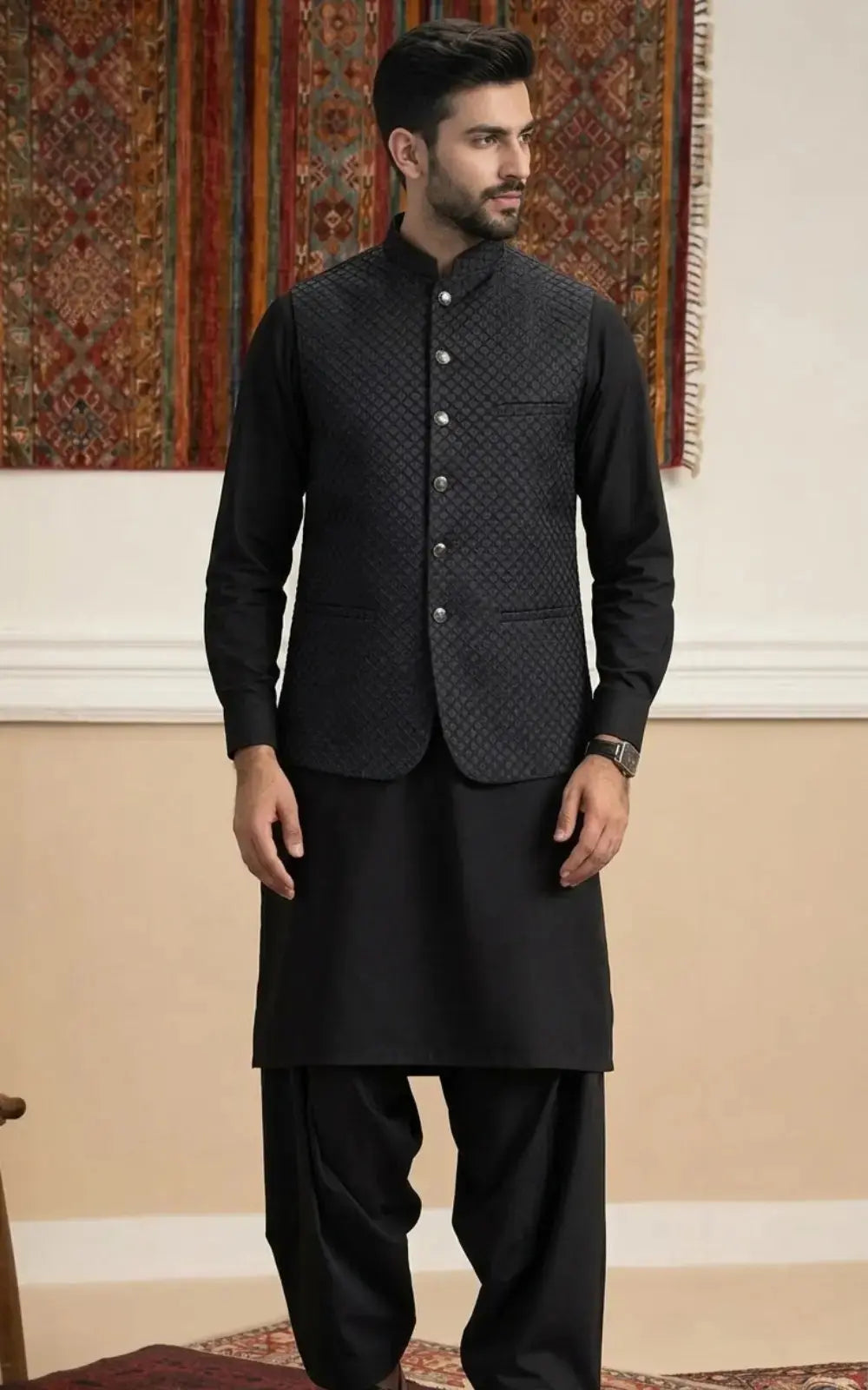 Black Quilted Waistcoat Last Option
