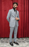 Men Slim Fit Three Piece Suit in Worsted Grey