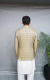 Ivory Beige Self Embossed Jamawar Waistcoat