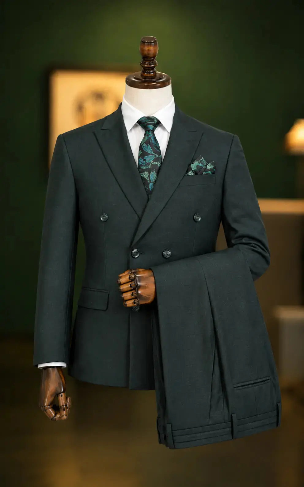 Midnight Green Double Breasted Suit Last Option