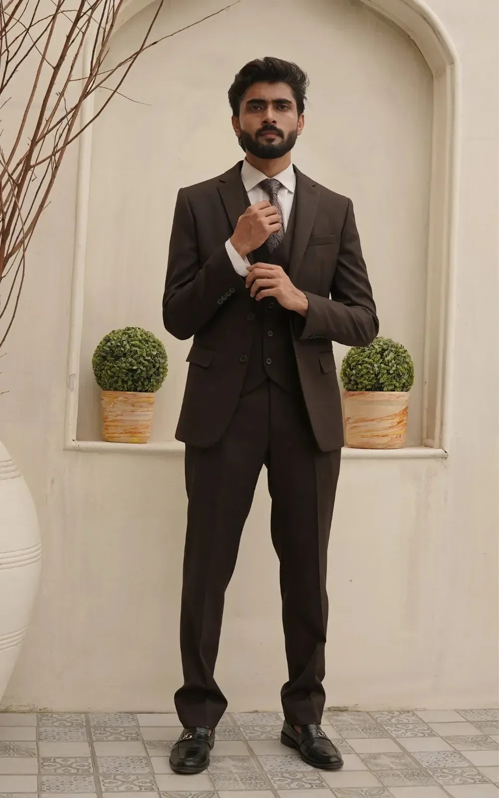 Dark Brown Three Piece Suit