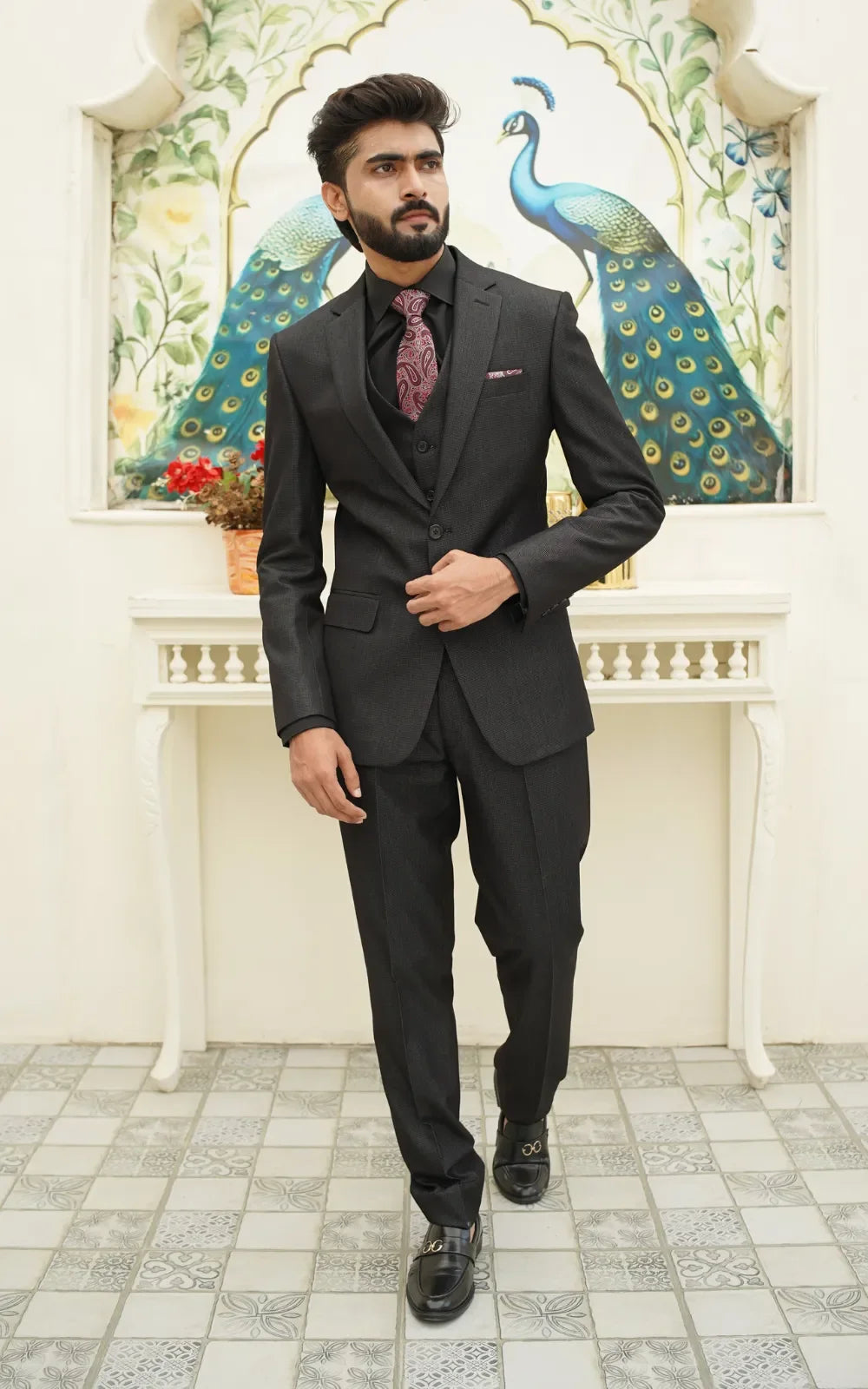 Jet Black Three Piece Suit