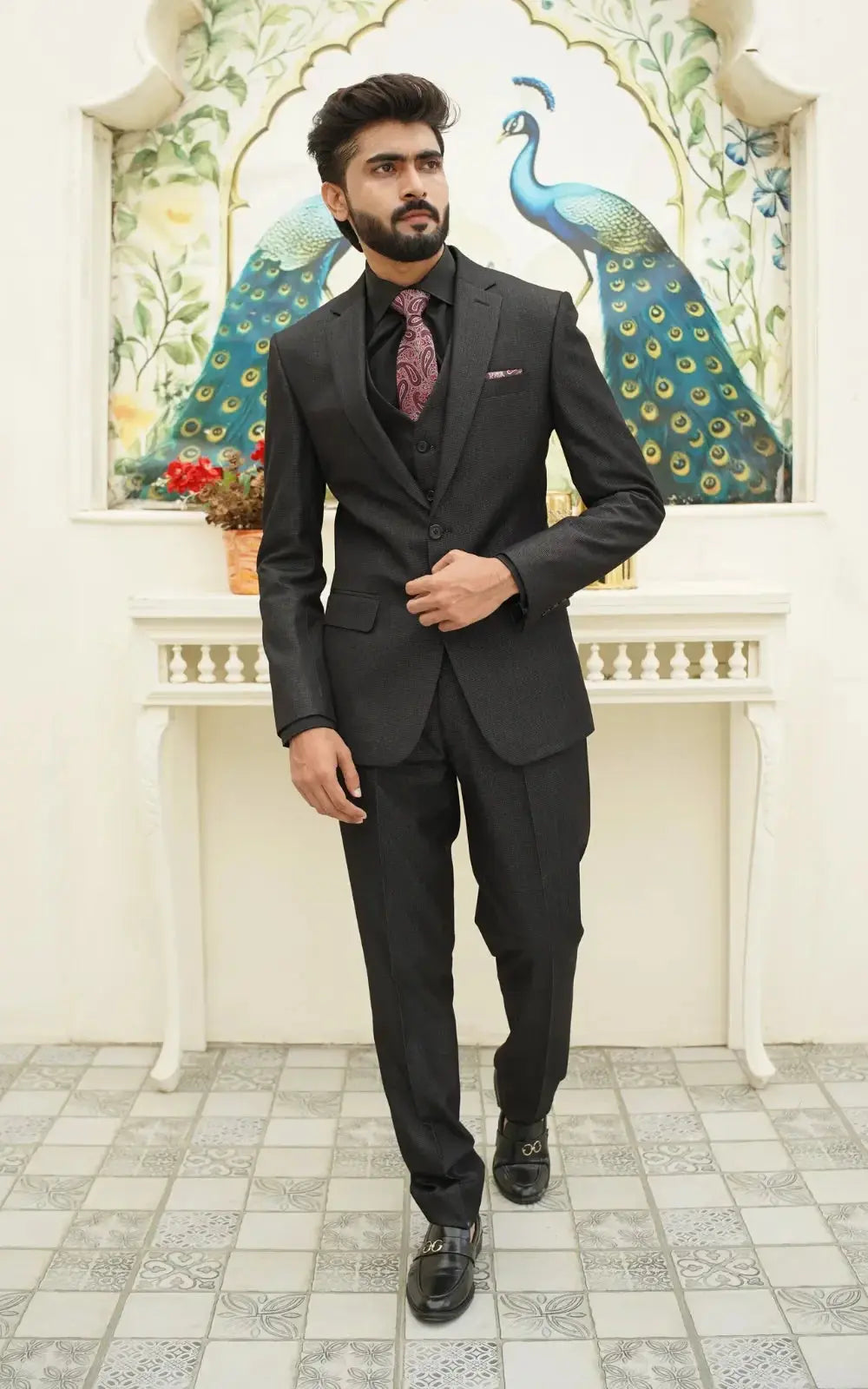 Jet Black Three Piece Suit Last Option