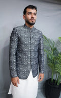 Grey & Black Patterned Prince Coat