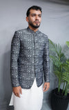 Black and Grey Self Embossed Jamawar