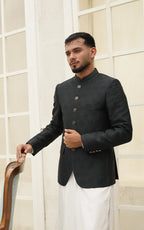 Black Jacquard Patterned Formal Prince Coat