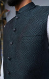 Black Self Embossed Jamawar Waistcoat