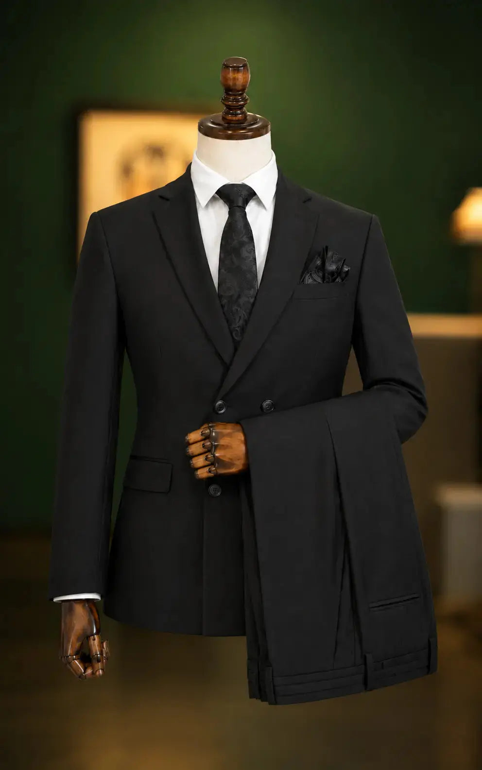 Charcoal Black Double Breasted Suit Last Option