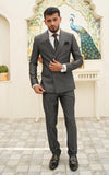 Textured Grey Double Breasted Suit