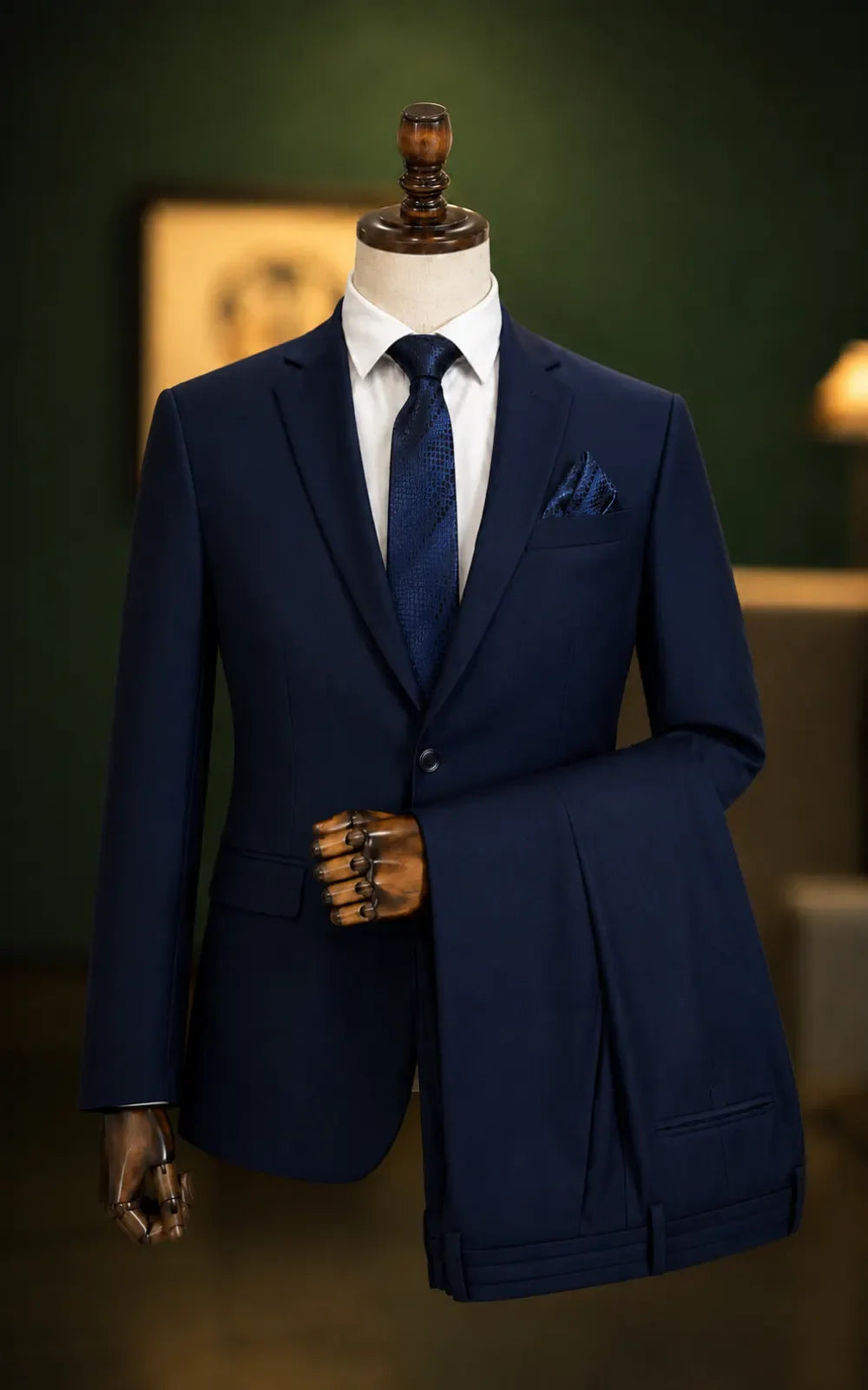 Dark Navy Blue Self Texture 2-Piece Suit