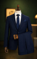 Dark Navy Blue Self Texture 2-Piece Suit