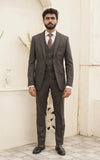 Men Slim Fit Three Piece Suit in Dark Grey