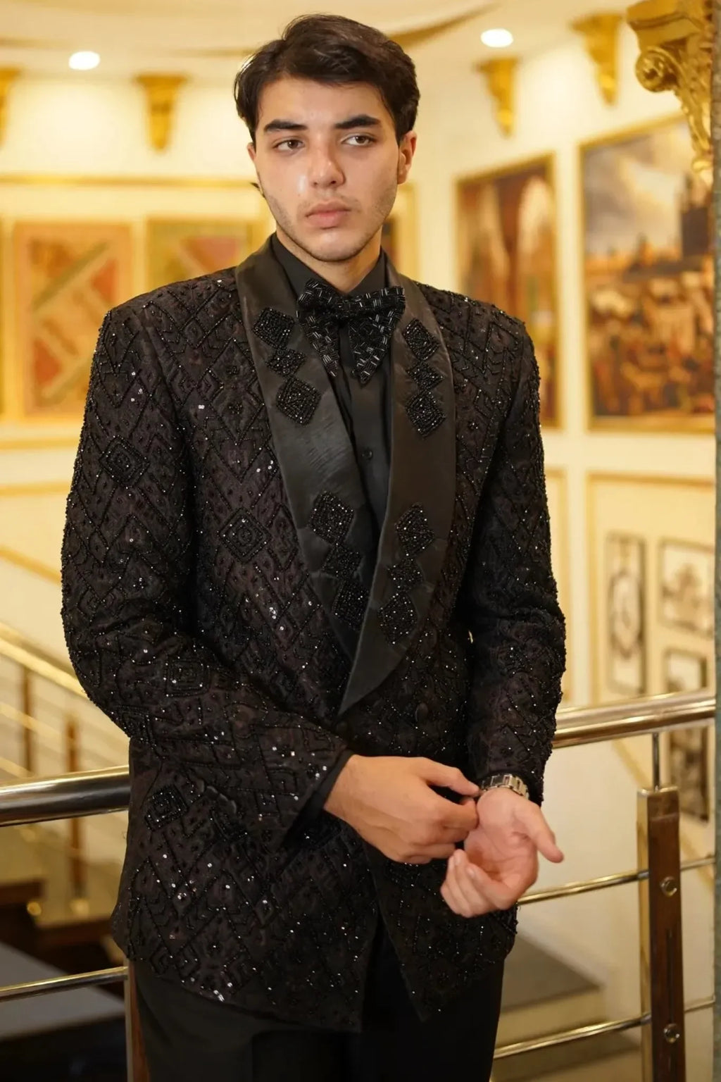 Imperial Noir Hand-Embellished Tuxedo Suit
