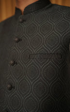 Charcoal Grey Patterned Waistcoat