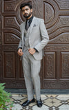 Men Slim Fit Three Piece Suit in Smoke Grey