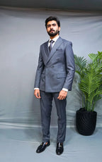 Steel Crest Double-Breasted Formal Suit for Men