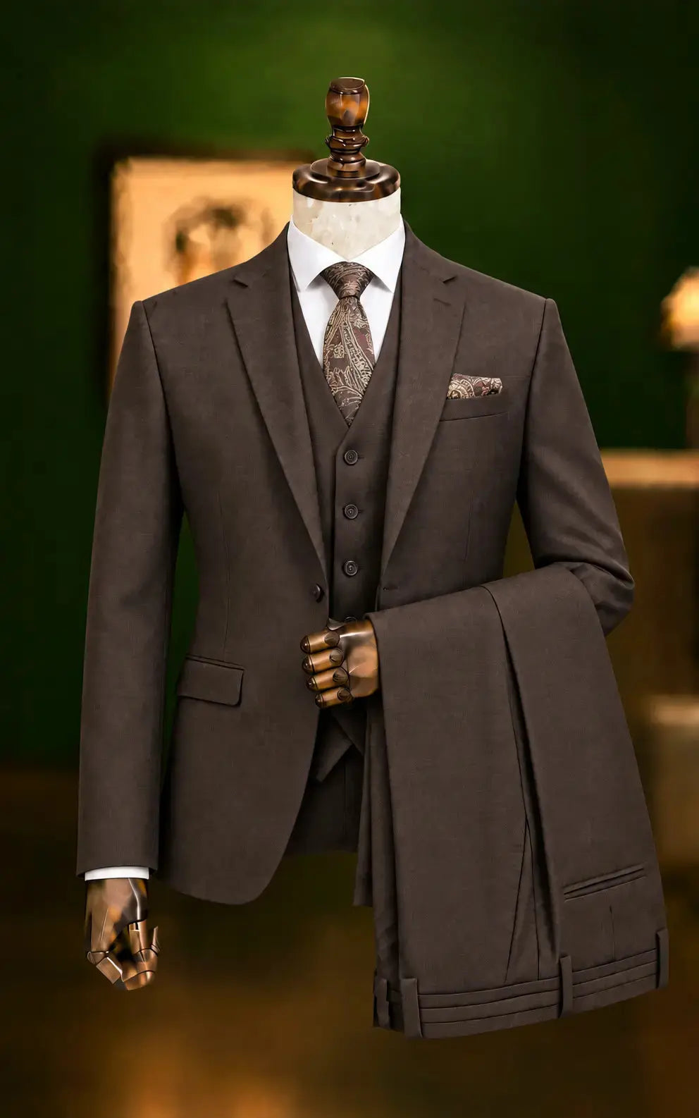 Espresso Brown Three Piece Suit Last Option