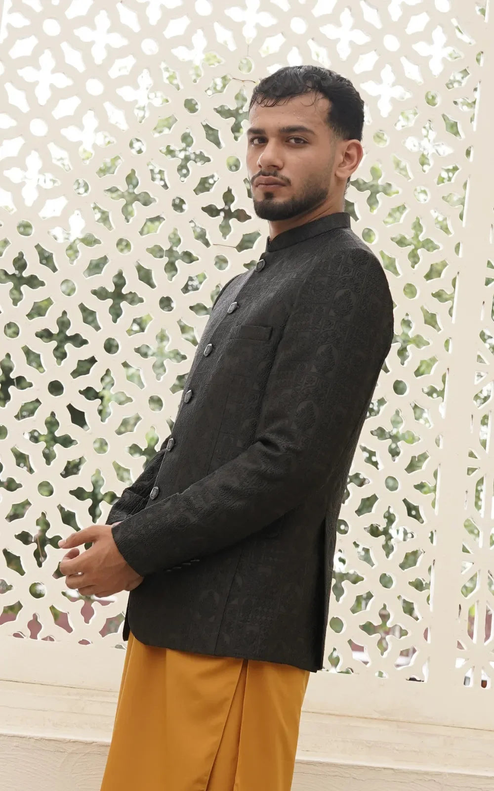 Black Jacquard Prince Coat