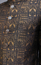 Black & Gold Patterned Prince Coat