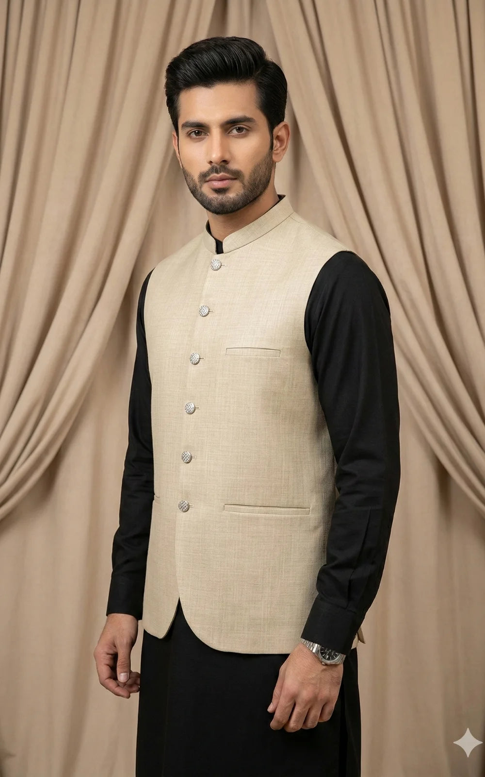 Champagne Beige Waistcoat