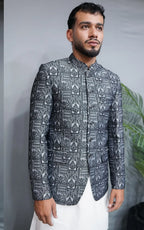 Grey & Black Patterned Prince Coat