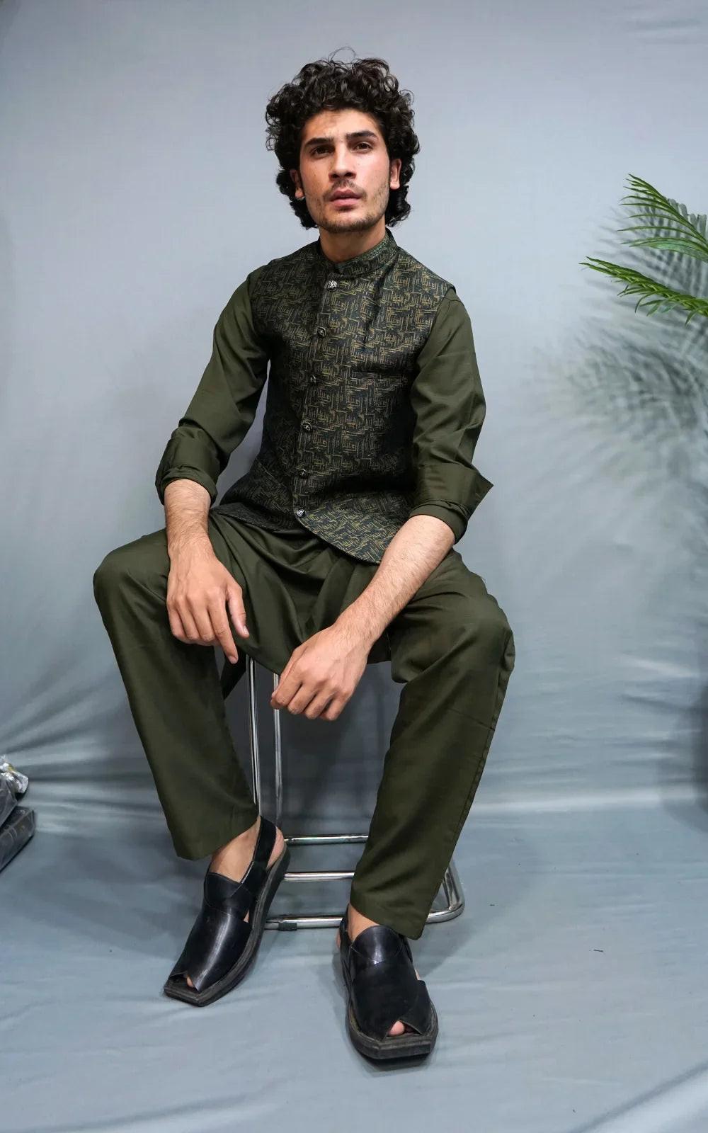 Exquisite Jamawar waistcoat showcasing intricate craftsmanship and luxurious design for a refined look