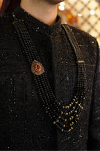 Imperial Noir Hand-Embroidered Black Sherwani – Complete Royal Groom Set