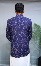Royal Blue Embroidered Open Coat