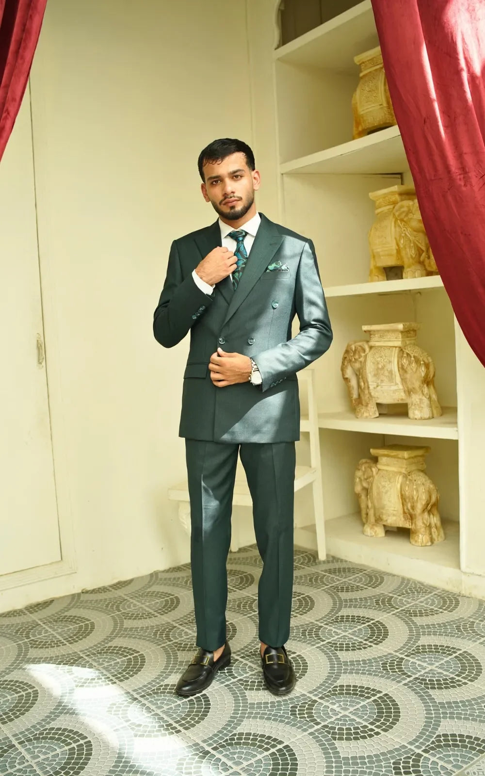 Midnight Green Double Breasted Suit
