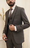 Men Slim Fit Three Piece Suit in Dark Grey