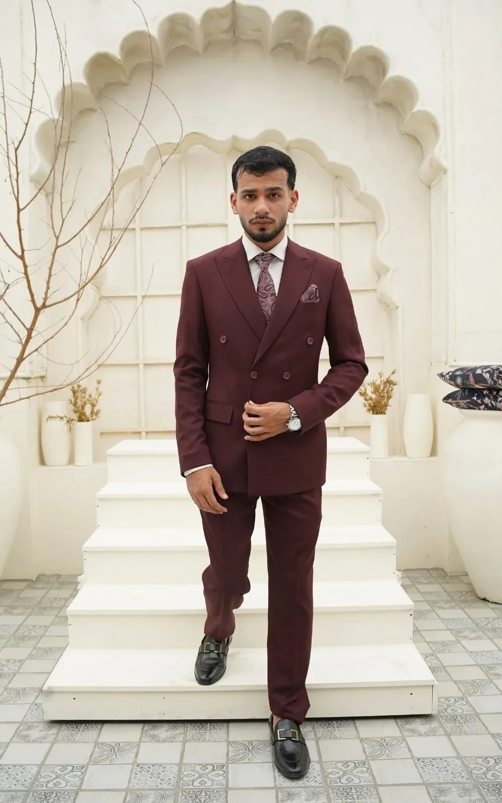 Burgundy Double Breasted Suit