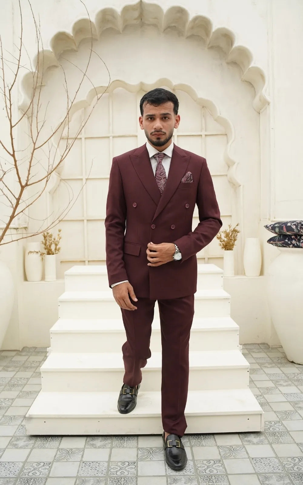 Royal Merlot Double-Breasted Suit