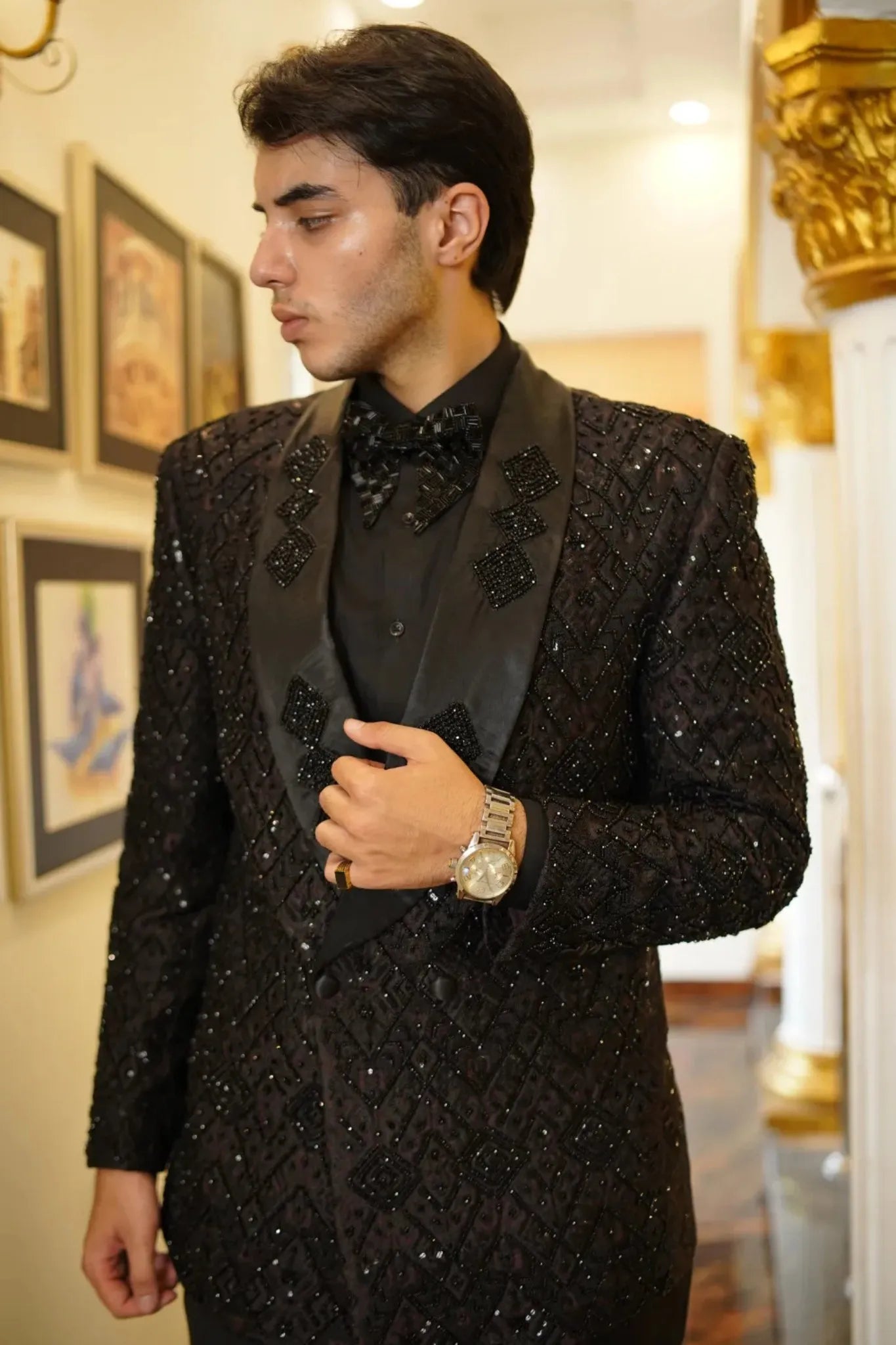 Imperial Noir Hand-Embellished Tuxedo Suit
