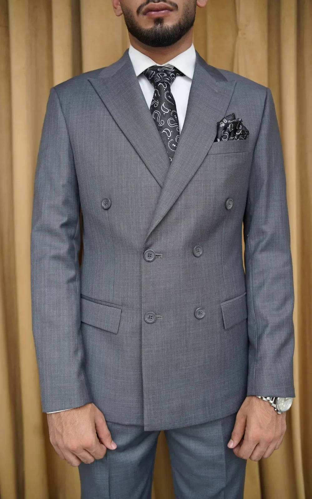 Grey Double Breasted Suit