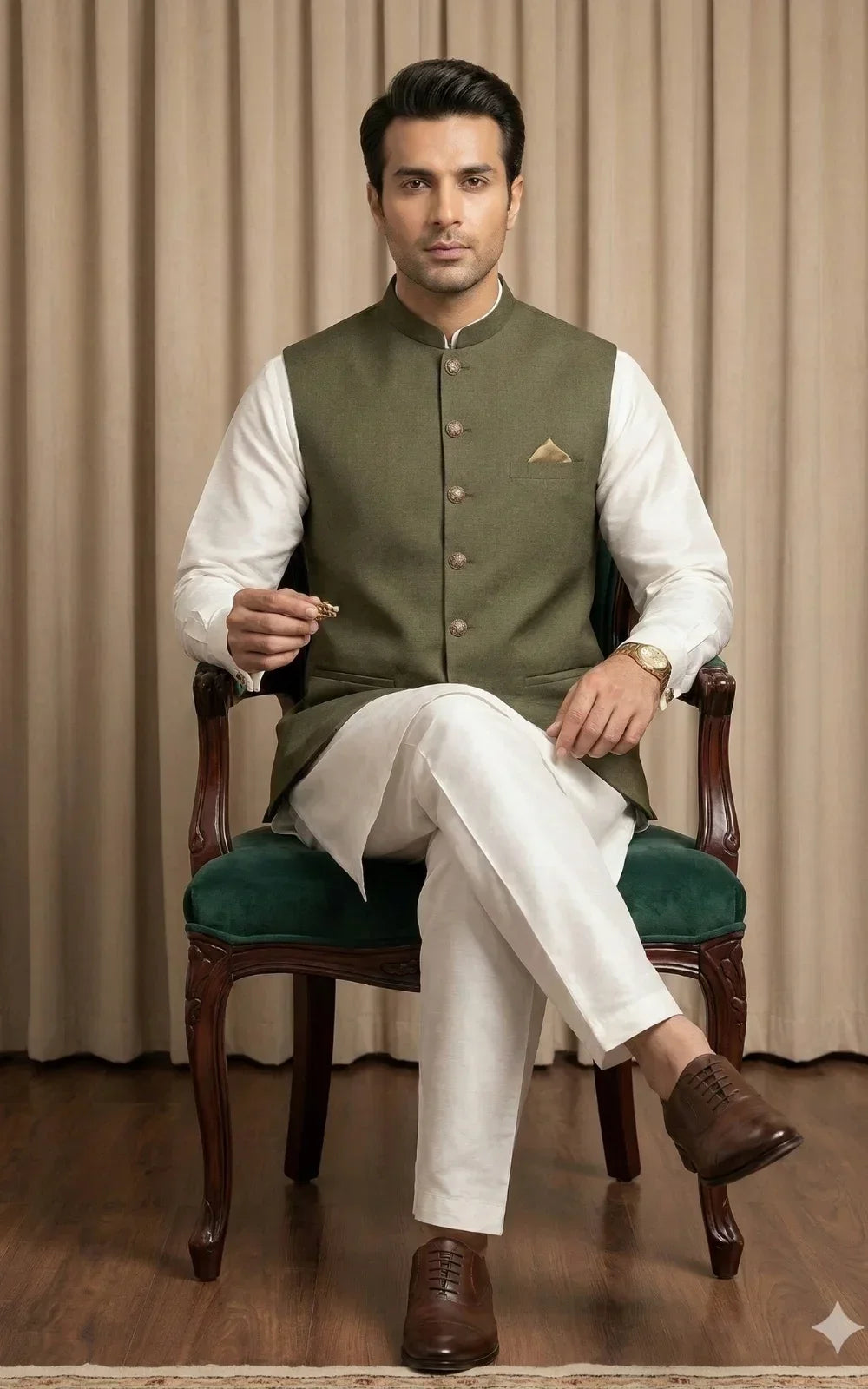 Olive Green Waistcoat