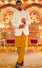 Cream & Gold Motif Prince Coat