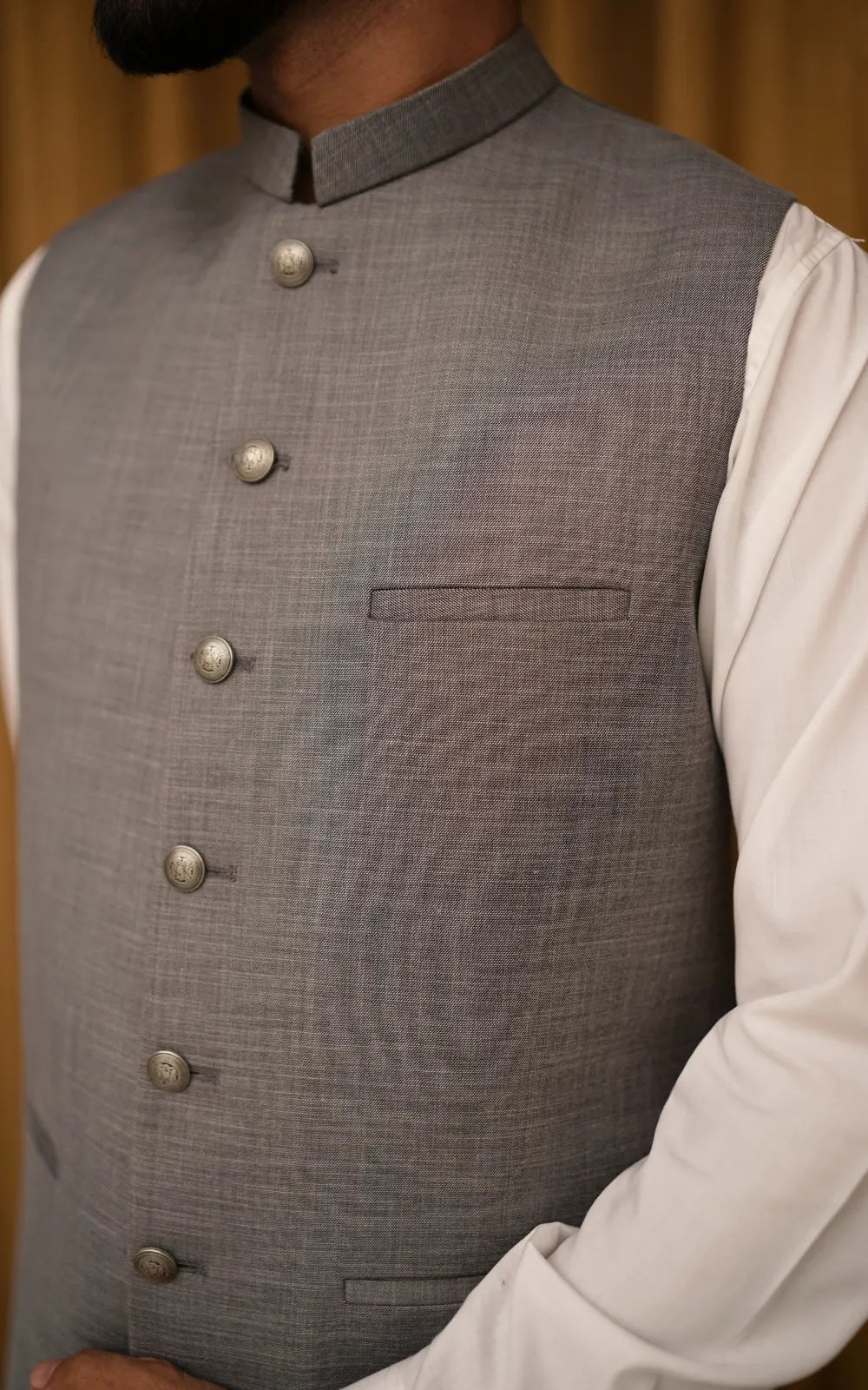 Dove Grey Textured Waistcoat