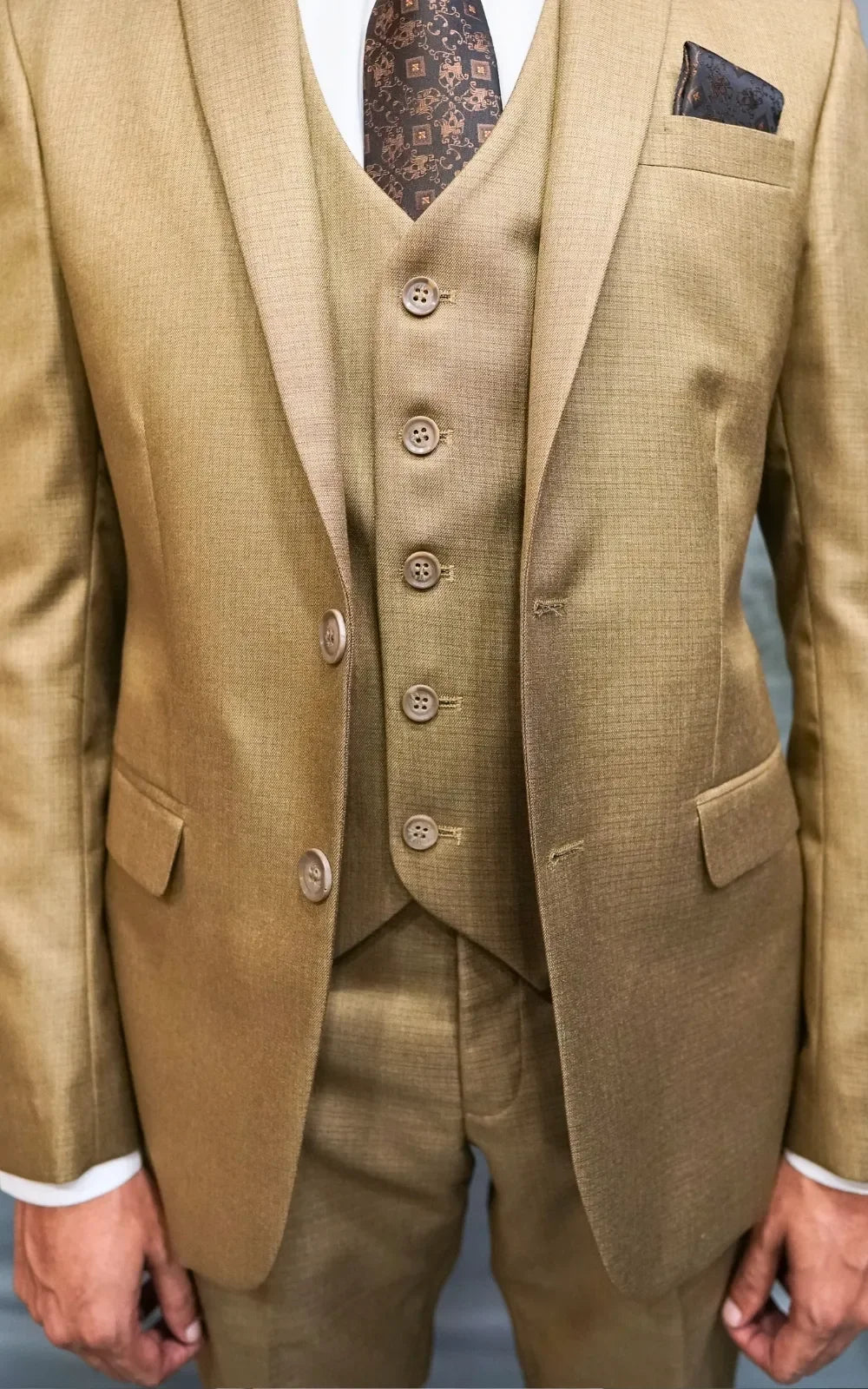 Warm Gold Three Piece Suit