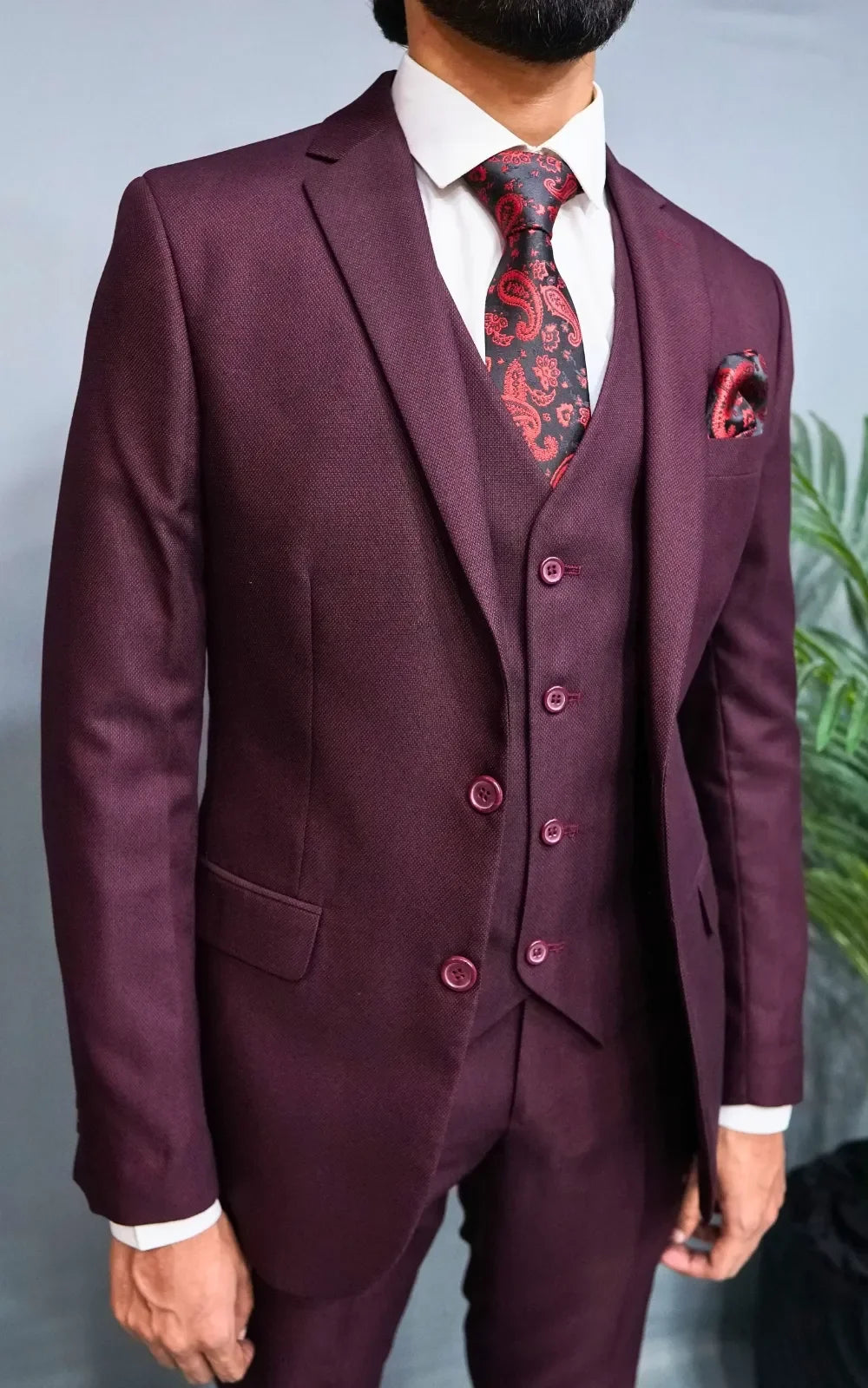 Maroon Three Piece Suit