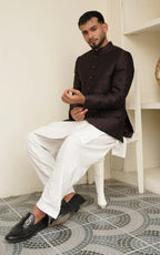 Maroon Jacquard Embroidered Prince Coat