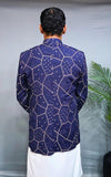 Royal Blue Embroidered Open Prince Coat