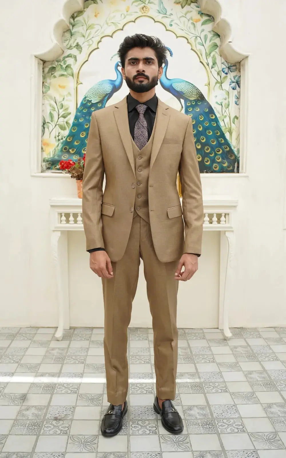 Camel Brown Three Piece Suit Last Option