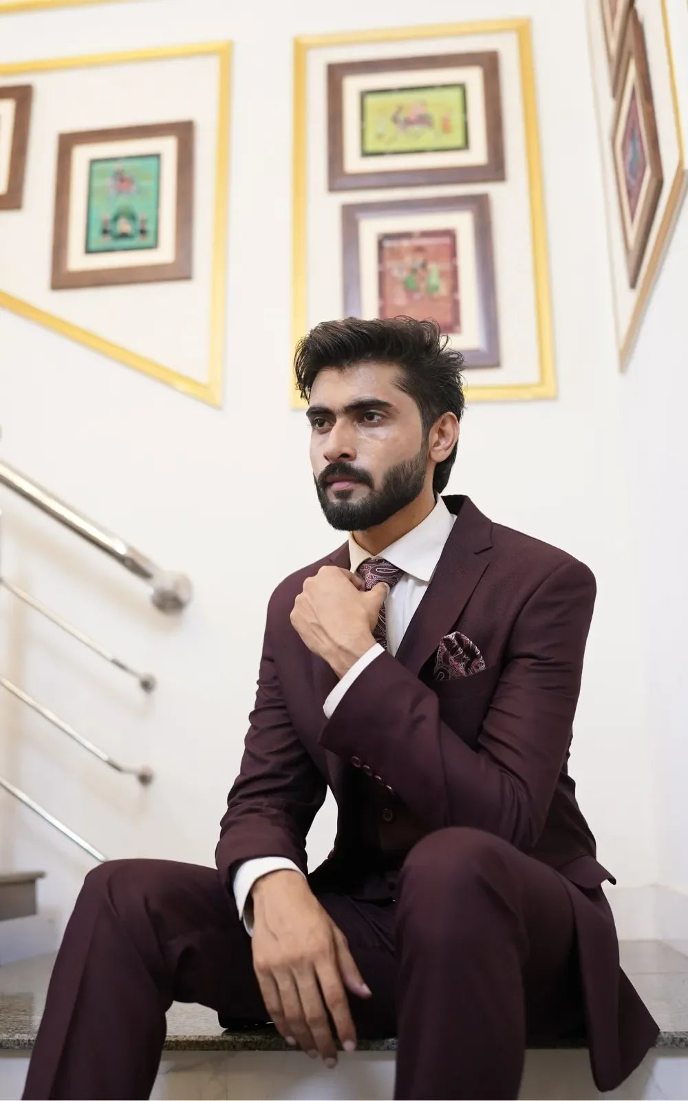 Dark Maroon Three Piece Suit