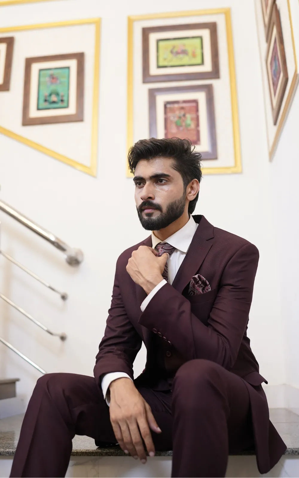 Imperial Wine Three-Piece Suit