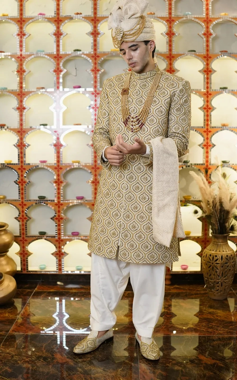 Royal Gold Embroidered Sherwani