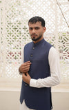 Blue Tropical Suiting Waistcoat for Men